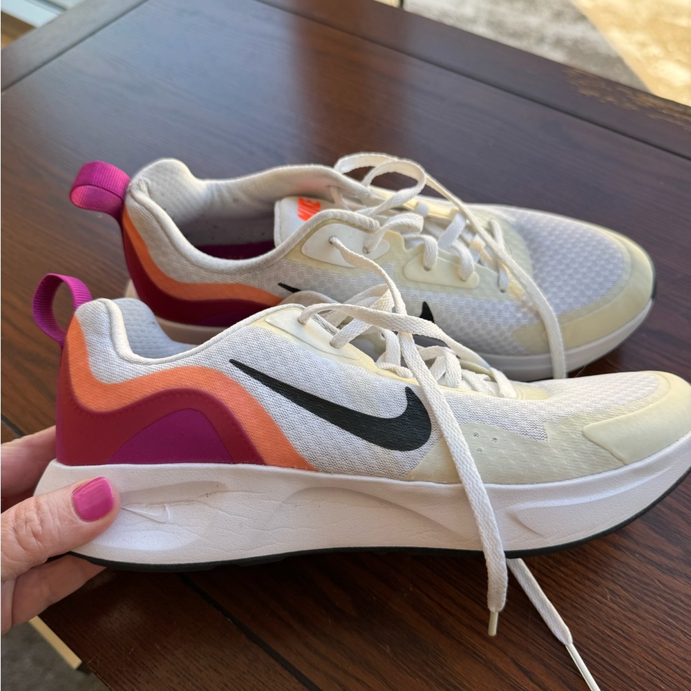 Nike Women's White and Orange Sneakers